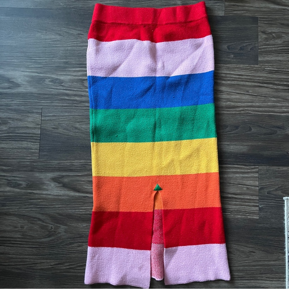 Dressed in Lala Dancing Queen Knit Maxi Skirt in Rainbow - Picture 3 of 9